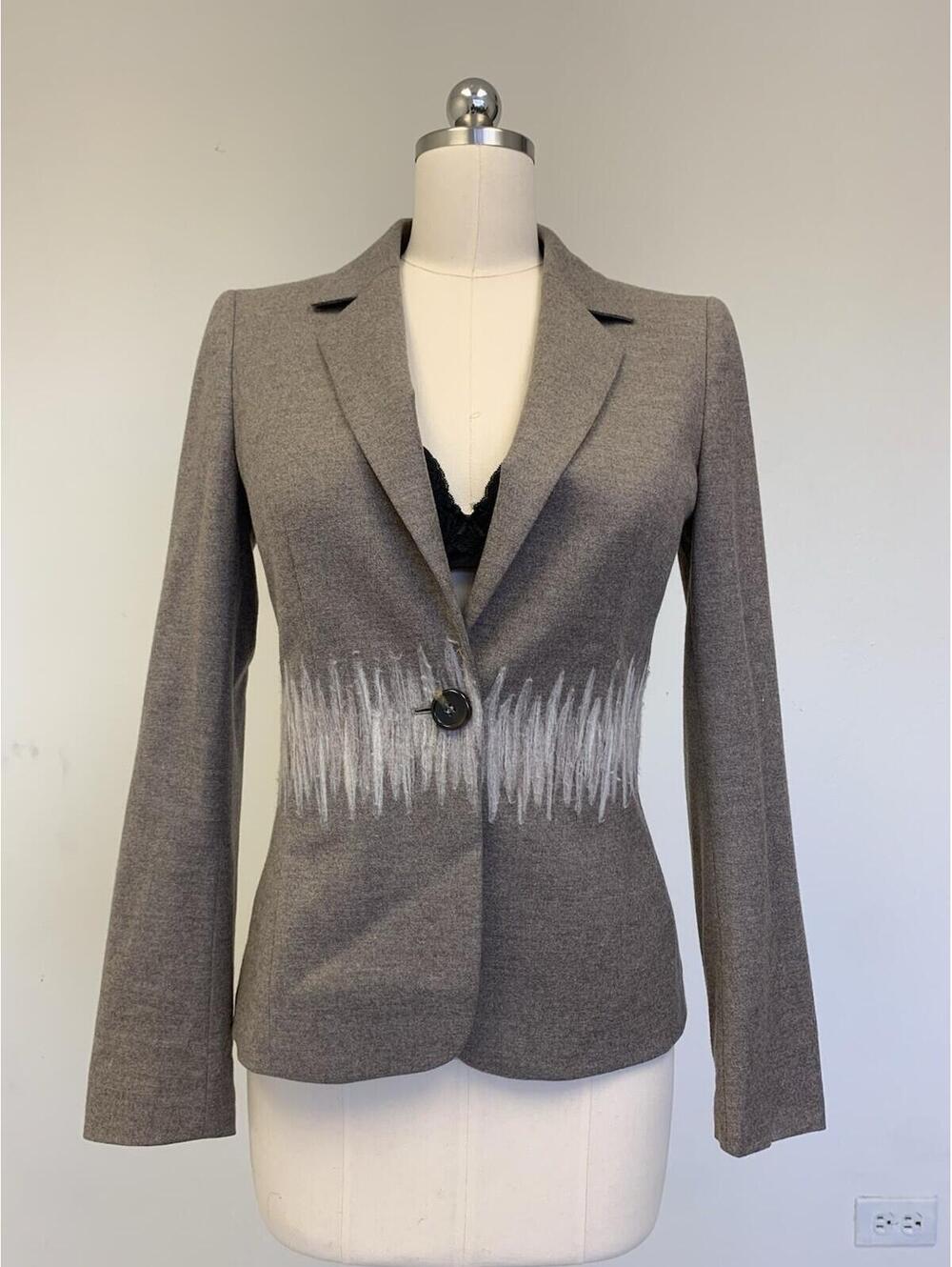 Escada Womens Wool Blazer Jacket Beige Sz 36 Or Xs